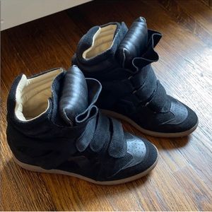 Isabel Marant Beckett black suede wedge sneakers